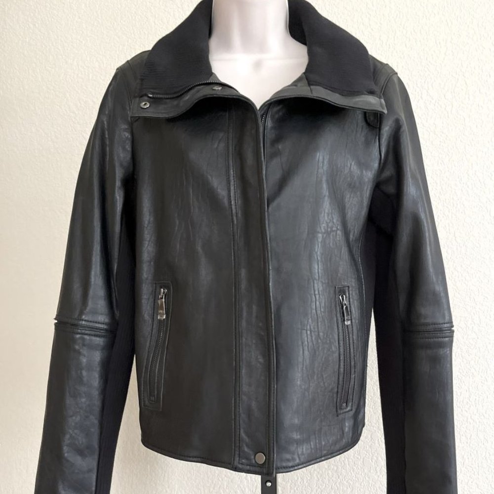 VINCE D'Agneau Size Large Black Leather Jacket